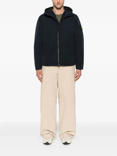 Stone Island Soft Shell-r Padded Jacket In Blue
