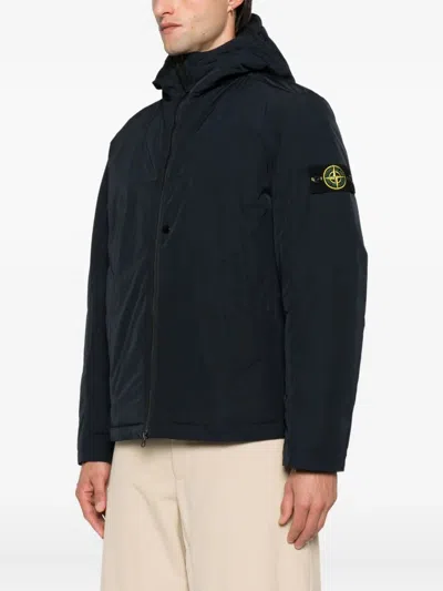 Stone Island Soft Shell-r Padded Jacket In Blue