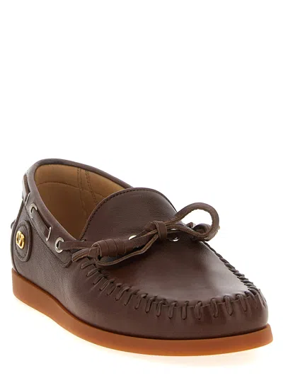 Valentino Garavani Brown Leather Palm Avenue Loafers