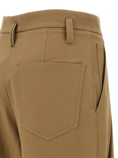 Brunello Cucinelli Trousers With Front Pleats And Wide Leg In Brown