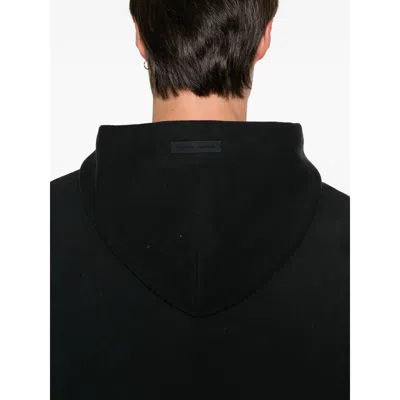 Essentials Front Logo Patch Panelled Hoodie In Black