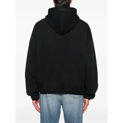 Essentials Front Logo Patch Panelled Hoodie In Black