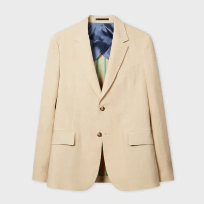 Paul Smith Light Tan Linen Buggy-lined Blazer White In Neutral