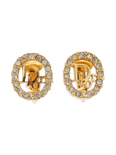 Pre-owned Dior 1980s-1990s Rhinestone Necklace And Earrings Set