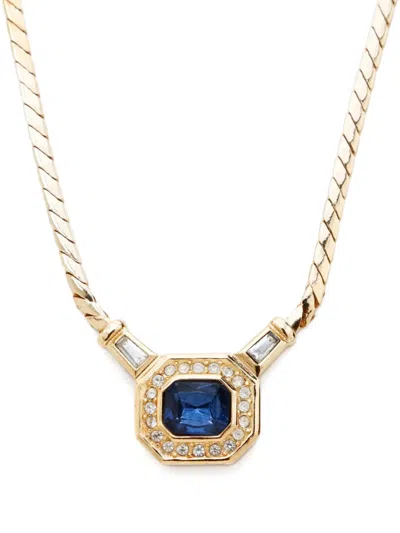 Pre-owned Dior 1980-1990s Gold Chain Sapphire Necklace