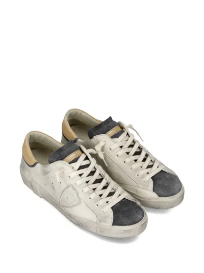 Philippe Model Low Top Leather Sneakers With Suede Accents