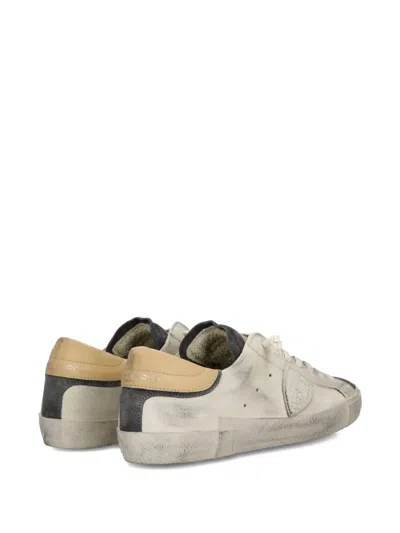Philippe Model Low Top Leather Sneakers With Suede Accents