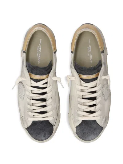 Philippe Model Low Top Leather Sneakers With Suede Accents
