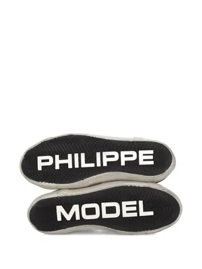 Philippe Model Low Top Leather Sneakers With Suede Accents