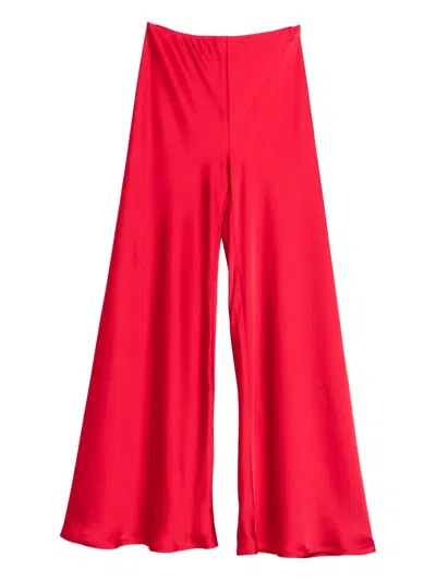 Norma Kamali Elephant Bias-cut Wide-leg Trousers In Red