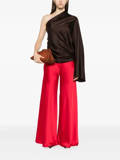 Norma Kamali Elephant Bias-cut Wide-leg Trousers In Red