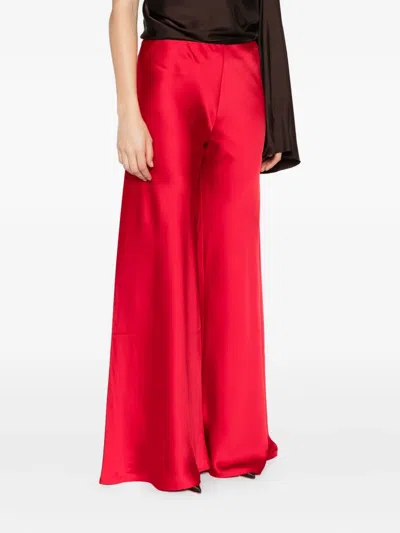 Norma Kamali Elephant Bias-cut Wide-leg Trousers In Red