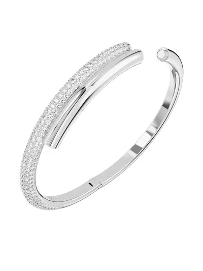 Swarovski Dextera Crystal Pave Crossover Bangle Bracelet In Metallic