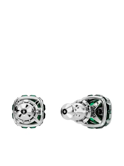 Swarovski Rhodium Plated Square Cut Color Birthstone Stud Earrings In Metallic