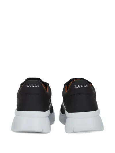 Bally Ribbon-detail Leather Sneakers In Black