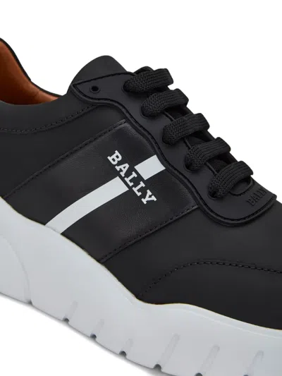 Bally Ribbon-detail Leather Sneakers In Black