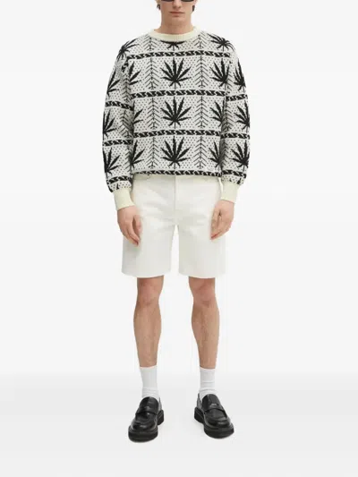 Wacko Maria Leaf-pattern Sweater In Neutral
