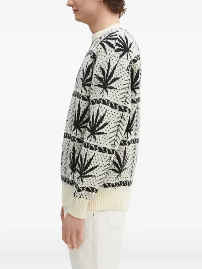 Wacko Maria Leaf-pattern Sweater In Neutral