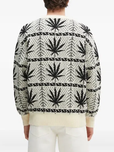 Wacko Maria Leaf-pattern Sweater In Neutral