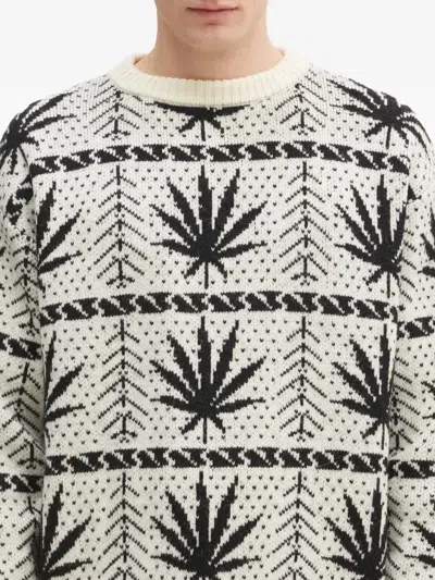 Wacko Maria Leaf-pattern Sweater In Neutral