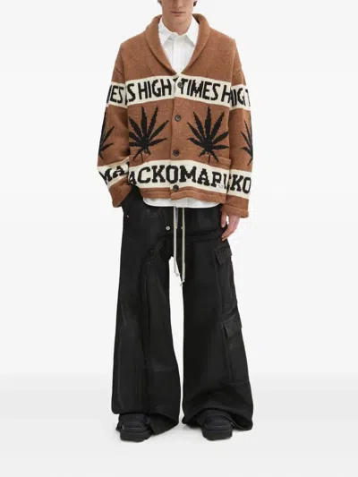 Wacko Maria Intarsia-knit Cardigan In Brown