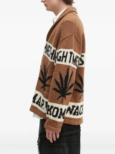 Wacko Maria Intarsia-knit Cardigan In Brown