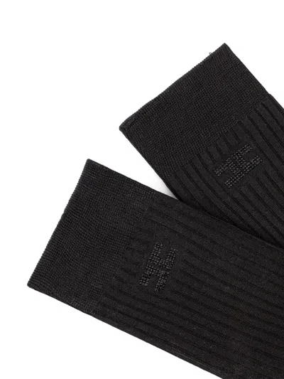 Elisabetta Franchi Ribbed Logo-detail Socks In Black