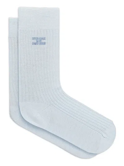 Elisabetta Franchi Ribbed Logo-detail Socks In Blue