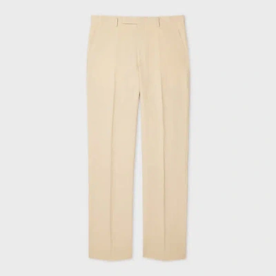 Paul Smith Tapered-fit Light Tan Linen Trousers White In Neutral