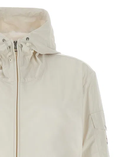 Moncler Windbreaker Drawstring Hood Elasticated Cuffs In White