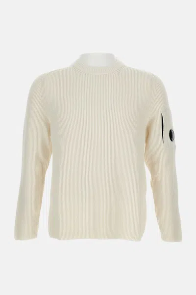 C.p. Company C.p.company White Cotton Blend Sweater In White