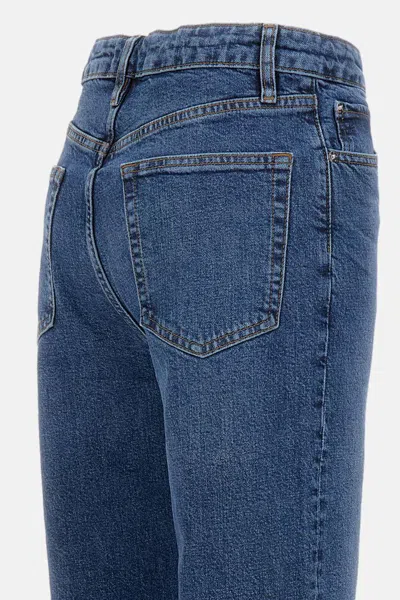 Frame Womens The Ruler Crop Five-pockets Straight-leg High-rise Stretch-denim Jeans Written In Blue