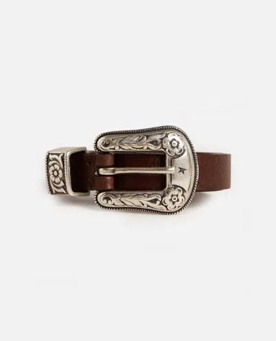 Golden Goose Brown Vita Embellished Buckle Belt In Brown