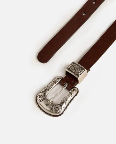 Golden Goose Brown Vita Embellished Buckle Belt In Brown