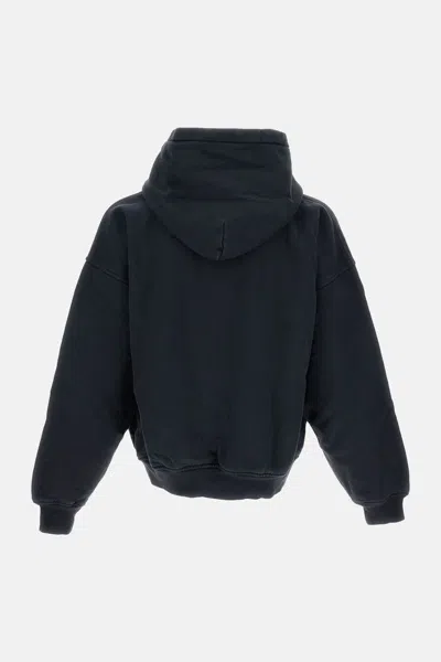 Rhude Loose-fit Hooded Sweatshirt With Ribbed Cuffs In Blue
