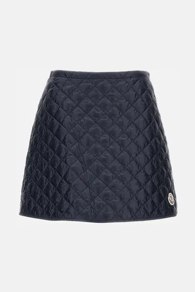 Moncler Navy Blue Diamond-quilted Mini Skirt