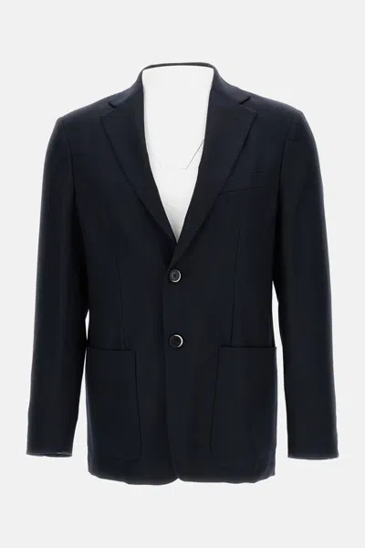 Barena Venezia Tailored Wool Blend Barena Jacket With Classic Notch Lapel In Black