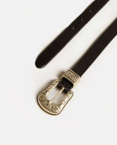 Golden Goose Black Embellished Buckle Belt In Brown