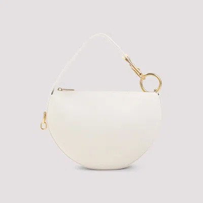 Burberry Half-moon Design Shoulder Bag With Gold Ring Detail In Neutral