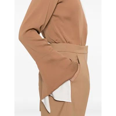 Max Mara Camel Silk Colour-block Shirt