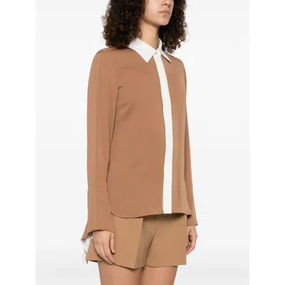 Max Mara Camel Silk Colour-block Shirt