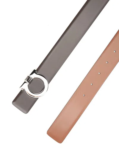 Ferragamo Sized Double Reversible Belt With Gancino Buckle Belts Brown