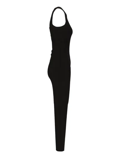 Norma Kamali Sleeveless X Catsuit W/ Footie Jewelry Black