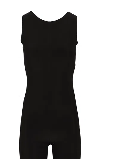 Norma Kamali Sleeveless X Catsuit W/ Footie Jewelry Black