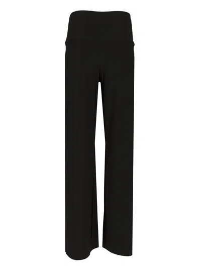 Norma Kamali High Waist Elastic Wide-leg Trousers In Black