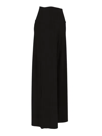Norma Kamali High Waist Elastic Wide-leg Trousers In Black