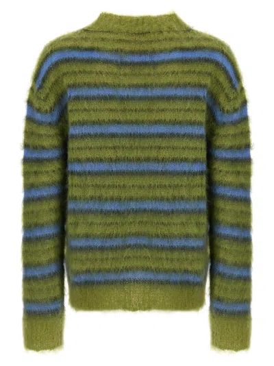 Marni Mens Acid Fuzzy Wuzzy Striped Wool-blend Jumper In Green