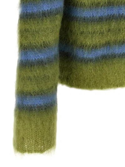 Marni Mens Acid Fuzzy Wuzzy Striped Wool-blend Jumper In Green