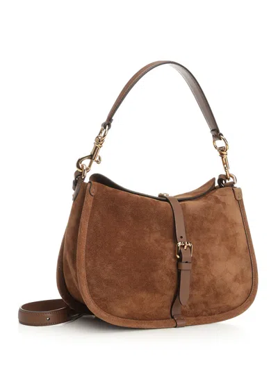 Etro Brown Textured Bag With Front Buckle Detail