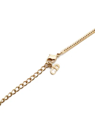 Pre-owned Dior 1980s Rhinestone Gold Necklace